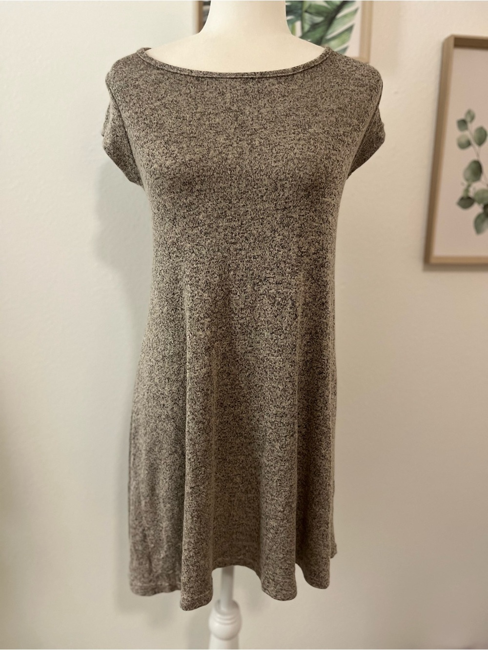 TMG New York Gray Heathered A-Line Swing Dress